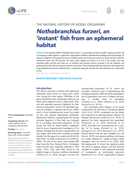 Nothobranchius Furzeri, an ’Instant’ Fish from an Ephemeral Habitat