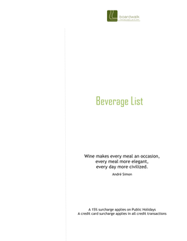 Beverage List