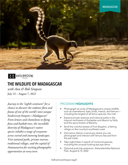 The Wildlife of Madagascar with Ann & Rob Simpson July 23 – August 7, 2022
