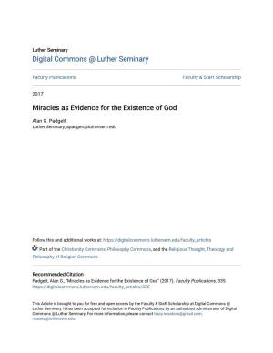 Miracles As Evidence for the Existence of God