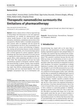 Therapeutic Nanomedicine Surmounts the Limitations of Pharmacotherapy