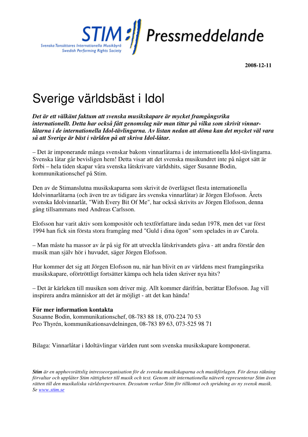 Sverige Världsbäst I Idol