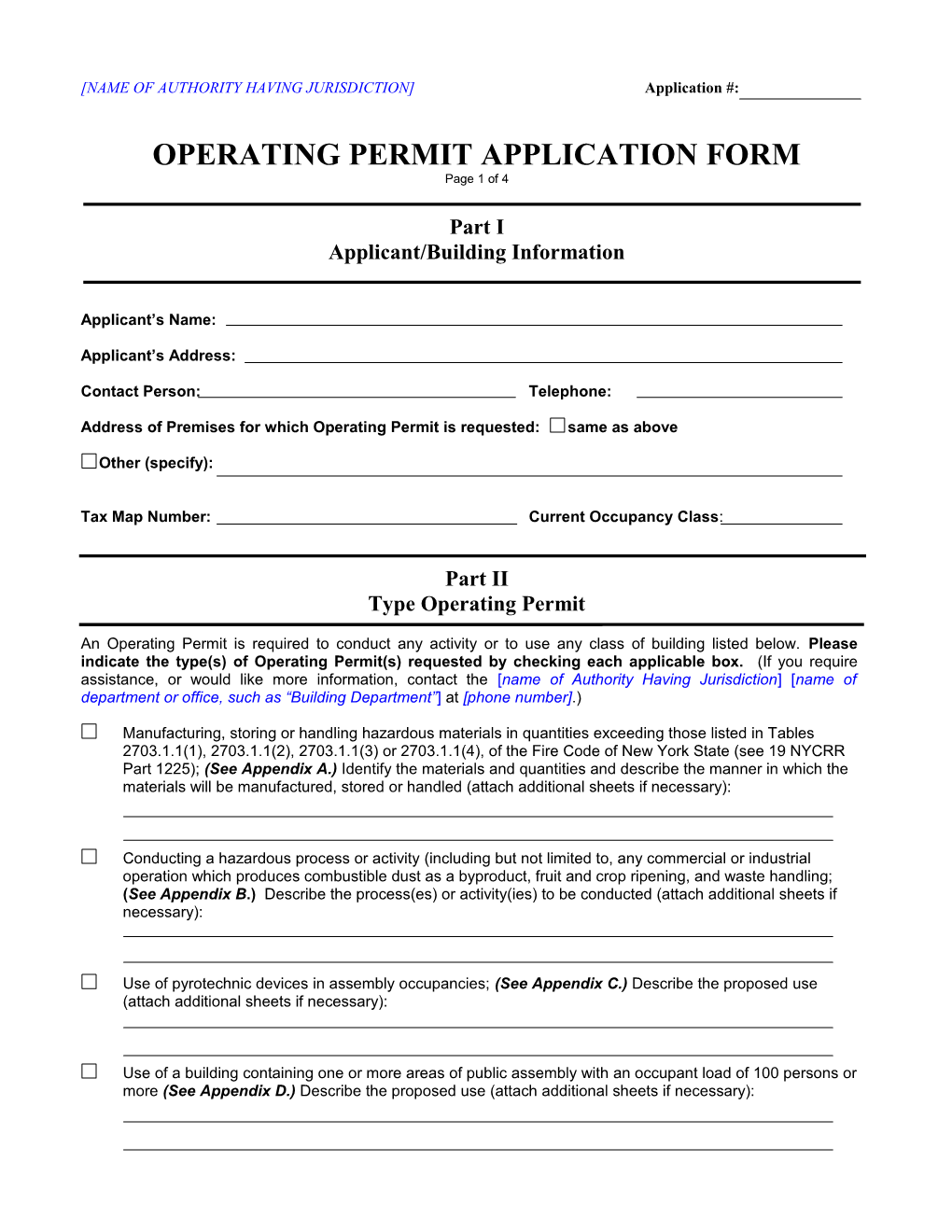 Operating Permit Application Form