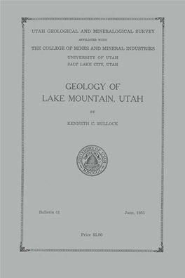 Geology of Lake Mountain Utah
