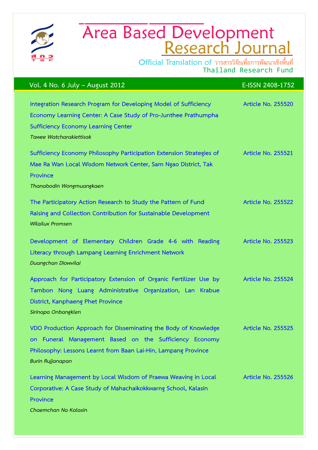 Vol. 4 No. 6 July – August 2012 E-ISSN 2408-1752