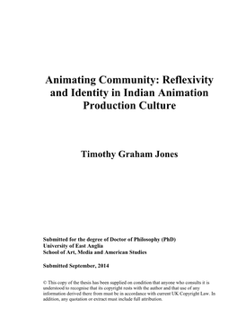 Animating Community: Reflexivity and Identity in Indian Animation Production Culture