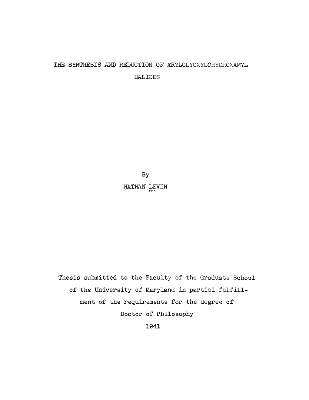 The Synthesis Amd Reduction of Arylglyoxylohydroxaiiyl