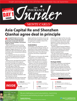 Asia Capital Re and Shenzhen Qianhai Agree Deal in Principle