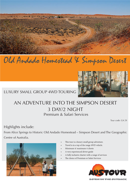 Old Andado Homestead & Simpson Desert