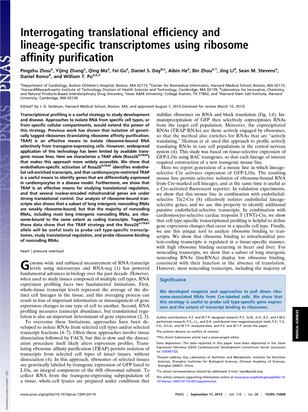 Interrogating Translational Efficiency and Lineage-Specific Transcriptomes