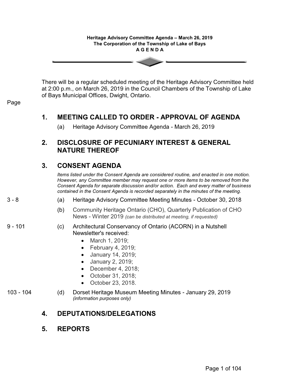Heritage Committee Agenda - March 26, 2019 Page