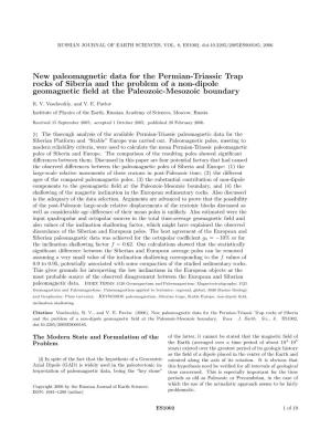 New Paleomagnetic Data for the Permian-Triassic Trap Rocks of Siberia and the Problem of a Non-Dipole Geomagnetic ﬁeld at the Paleozoic-Mesozoic Boundary
