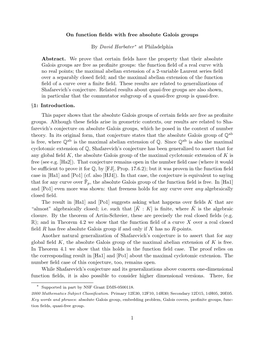 On Function Fields with Free Absolute Galois Groups by David Harbater