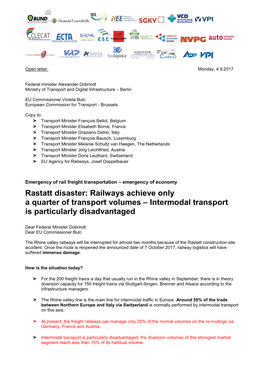 Rastatt Disaster: Railways Achieve Only a Quarter of Transport Volumes – Intermodal Transport Is Particularly Disadvantaged