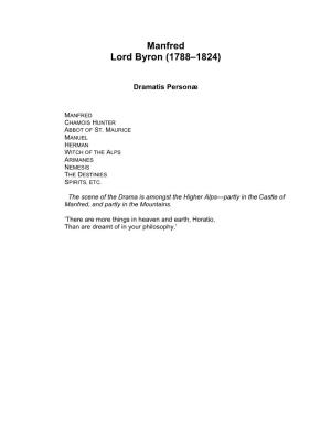 Manfred Lord Byron (1788–1824)