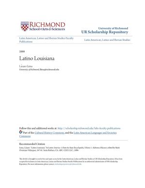 Latino Louisiana Laź Aro Lima University of Richmond, Llima@Richmond.Edu