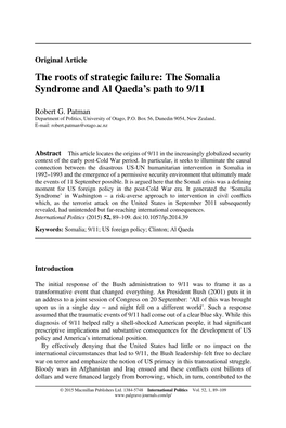 The Somalia Syndrome and Al Qaeda’S Path to 9/11