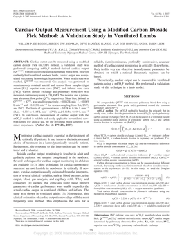 Cardiac Output Measurement Using a Modified Carbon Dioxide Fick Method