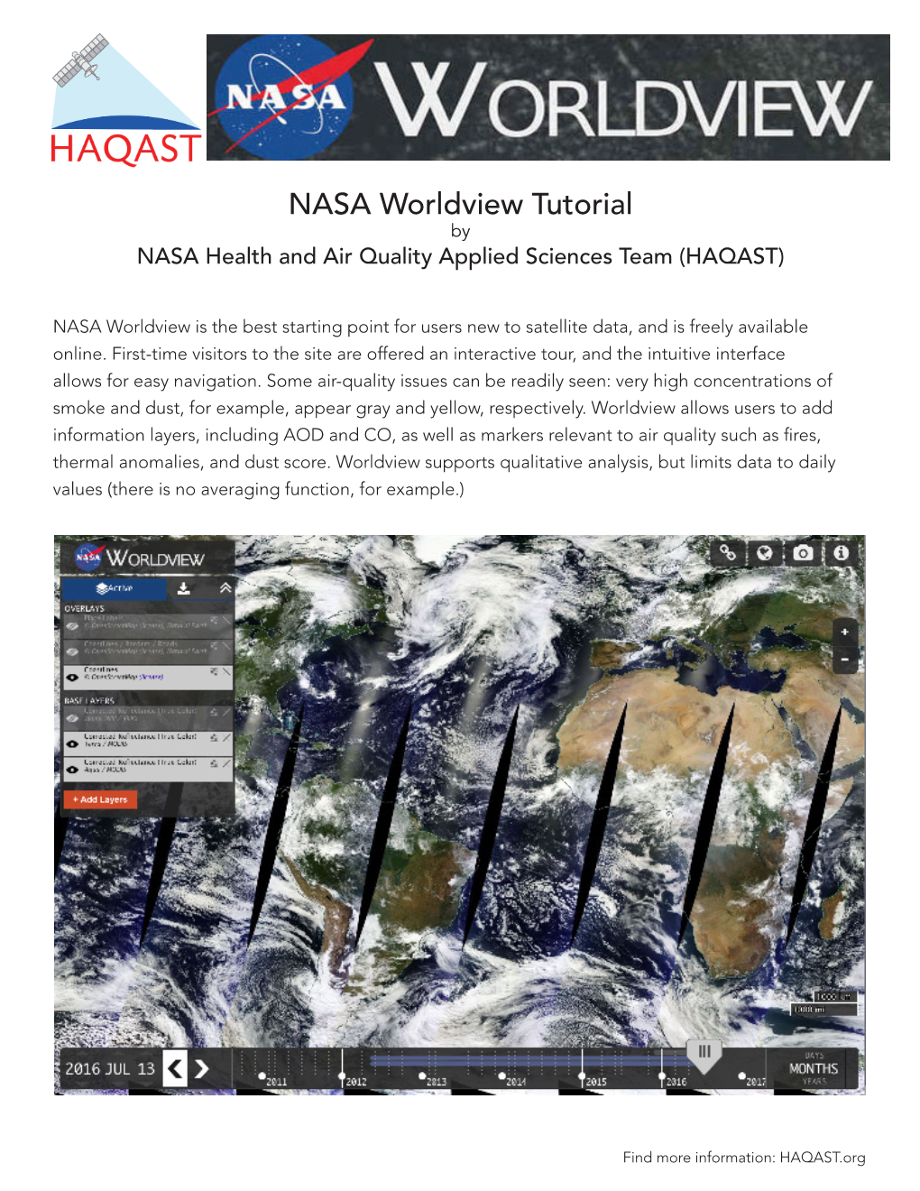 NASA Worldview Tutorial by NASA Health and Air Quality Applied Sciences Team (HAQAST)