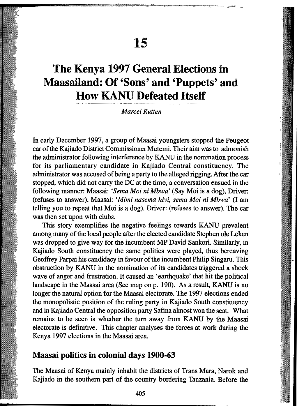 The Kenya 1997 General Elections in Maasailand