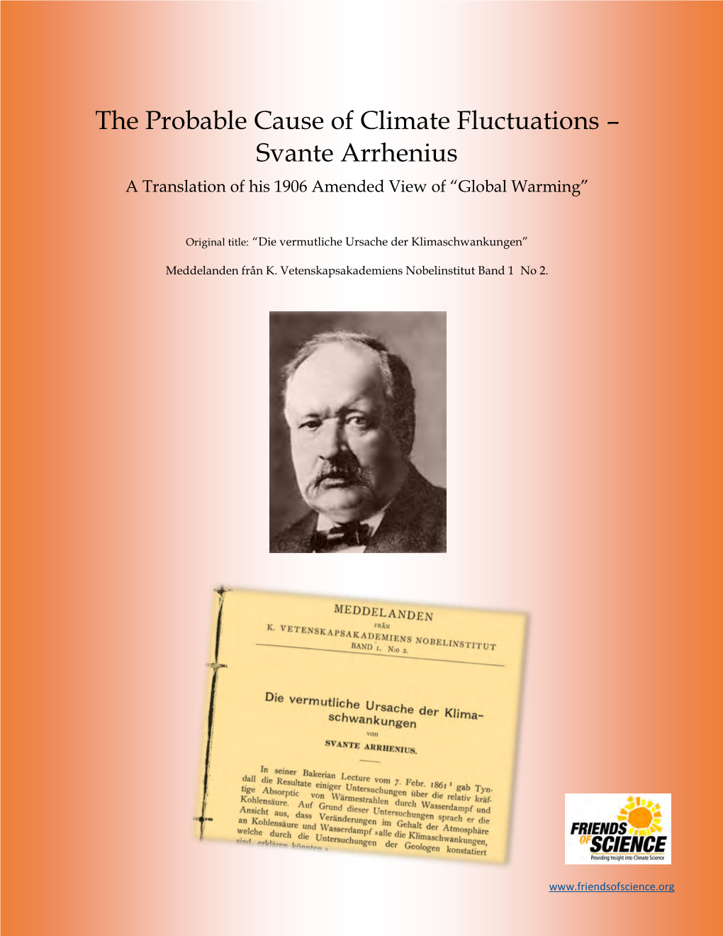 Svante Arrhenius a Translation of His 1906 Amended View of “Global Warming”