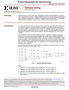 XAPP616 "Huffman Coding" V1.0