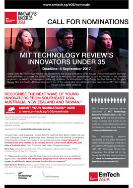 Call for Nominations Mit Technology