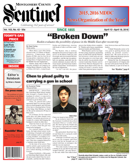 THE MONTGOMERY COUNTY SENTINEL APRIL 12, 2018 EFLECTIONS the Montgomery County Sentinel, Published Weekly by Berlyn Inc