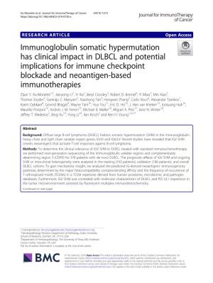 Immunoglobulin Somatic Hypermutation Has Clinical Impact In