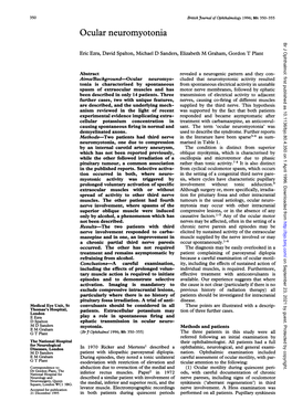 Ocular Neuromyotonia Br J Ophthalmol: First Published As 10.1136/Bjo.80.4.350 on 1 April 1996