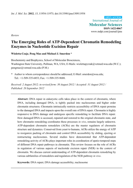 The Emerging Roles of ATP-Dependent Chromatin Remodeling Enzymes in Nucleotide Excision Repair