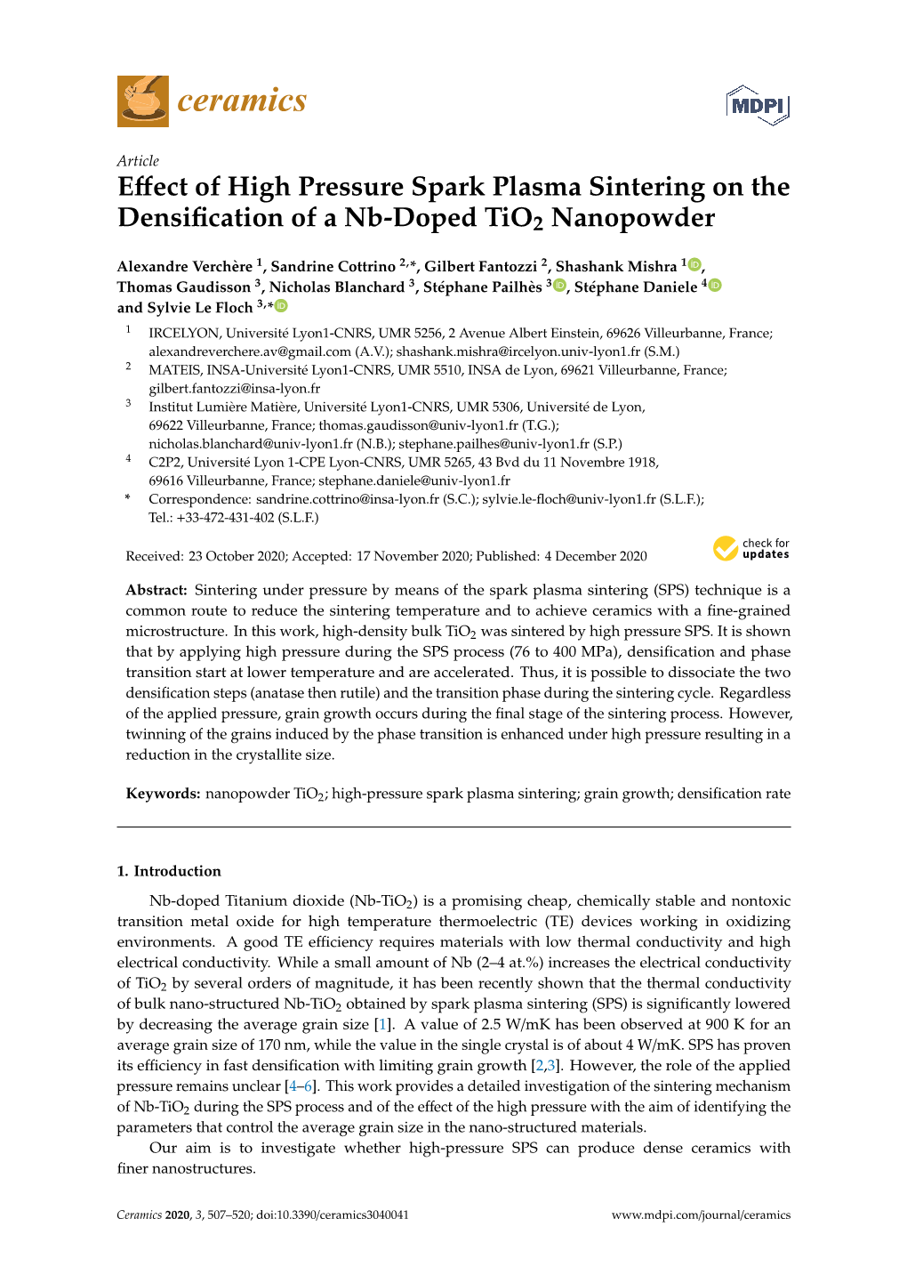 Effect of High Pressure Spark Plasma Sintering on the Densification of A