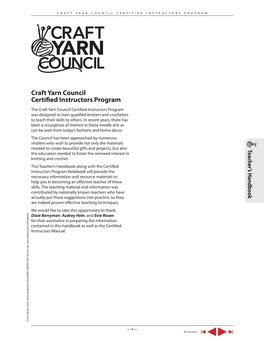 Craft Yarn Council Certified Instructors Program