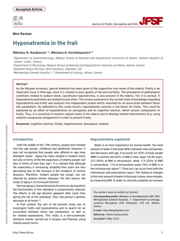 Hyponatremia in the Frail