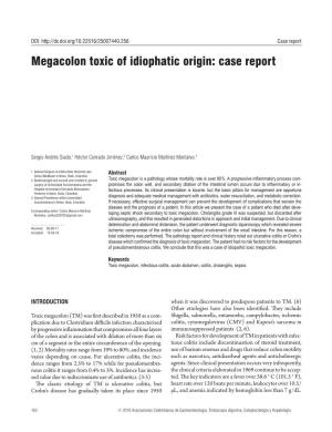 Megacolon Toxic of Idiophatic Origin: Case Report
