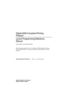 Digital ANSI-Compliant Printing Protocol Level 2 Programming Reference Manual