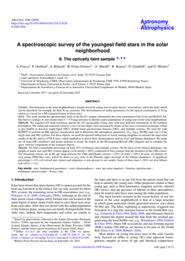 A Spectroscopic Survey of the Youngest Field Stars in the Solar