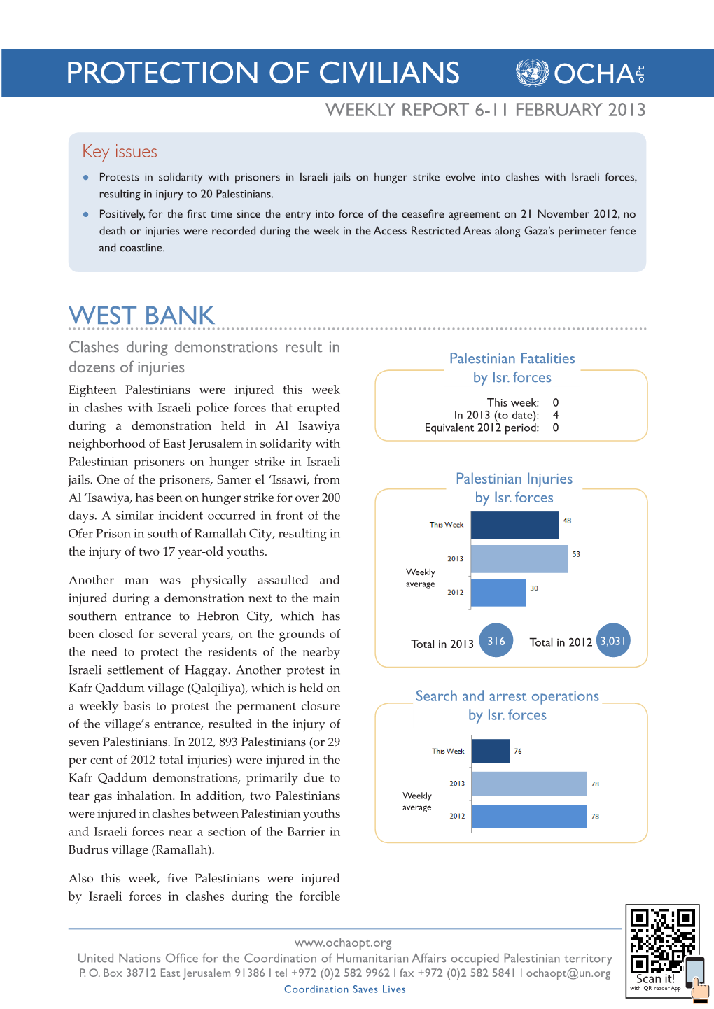 PROTECTION of CIVILIANS Opt WEEKLY REPORT 6-11 FEBRUARY 2013