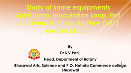Study of Equipment's Used in Microbiology : Spirit Lamp, Inoculation Loop, Hot Air Oven, Laminar Air Flow (Laf) and Incubato