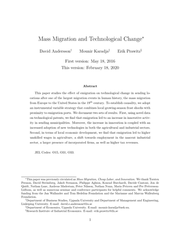 Mass Migration and Technological Change∗