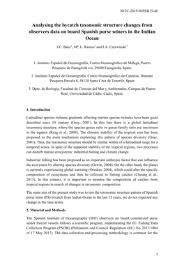 Analysing the Bycatch Taxonomic Structure Changes from Observers Data on Board Spanish Purse Seiners in the Indian Ocean