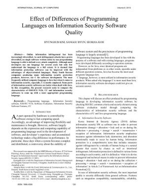 Effect of Differences of Programming Languages on Information Security Software Quality