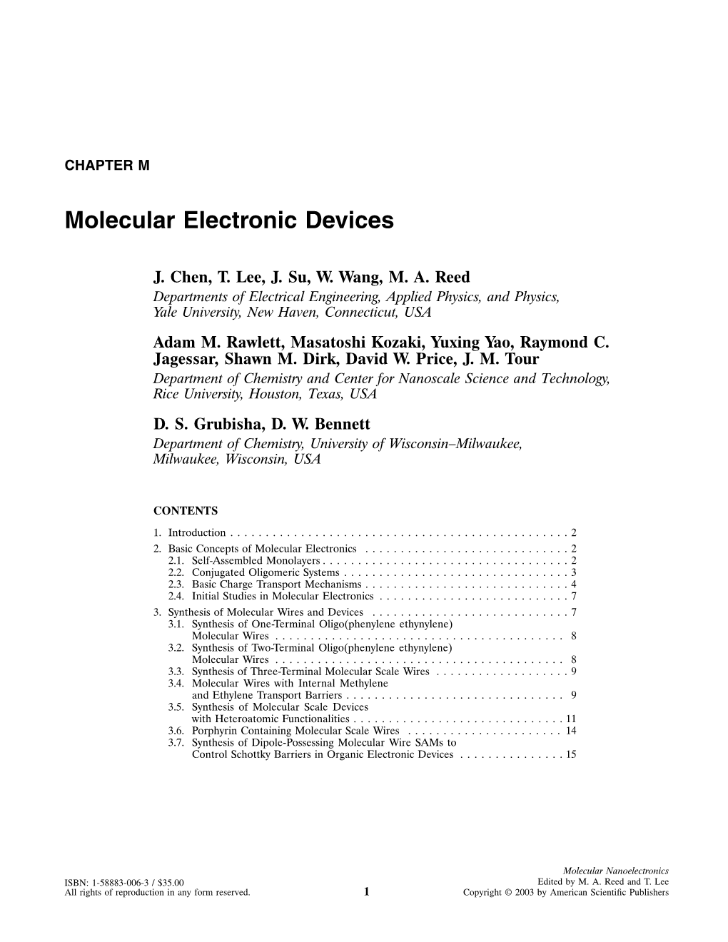 Molecular Electronic Devices