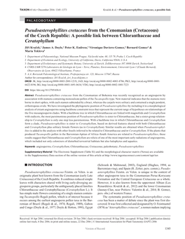 Pseudoasterophyllites Cretaceus from the Cenomanian (Cretaceous) of the Czech Republic: a Possible Link Between Chloranthaceae and Ceratophyllum Jiří Kvaček,1 James A