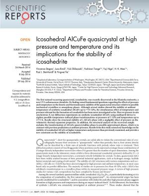 Icosahedral Alcufe Quasicrystal at High Pressure and Temperature And