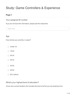 Study: Game Controllers & Experience