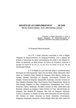 PROJETO DE LEI COMPLEMENTAR Nº , DE 2002 (Da Sra