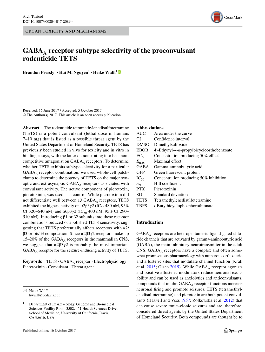 GABAA Receptor Subtype Selectivity of the Proconvulsant Rodenticide TETS