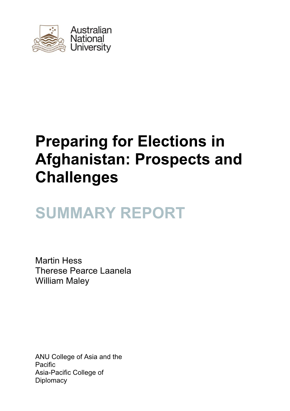 Elections and Afghanistan