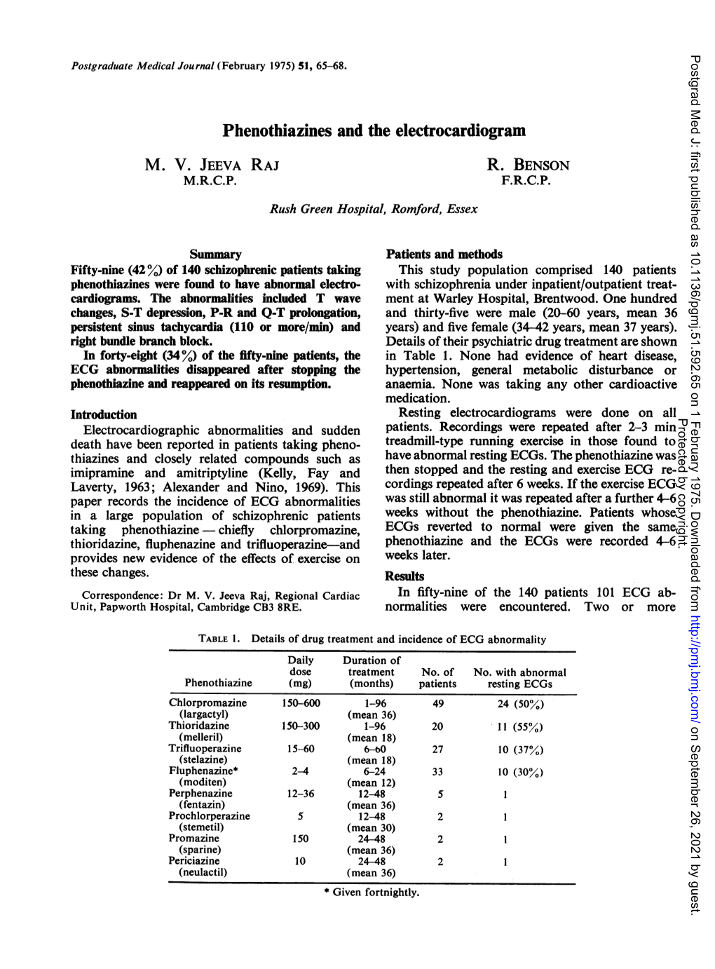 Phenothiazines and the Electrocardiogram M